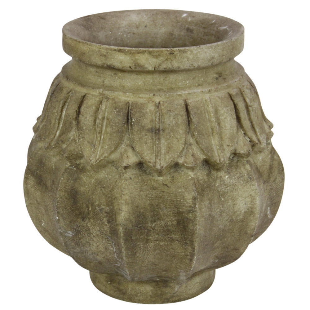 Large Brown Carved Marble Vase