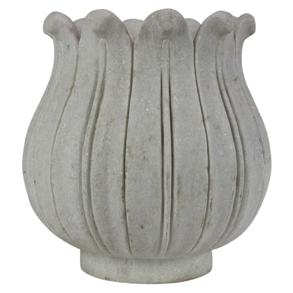 Large Detailed Marble Lotus Bud Vase