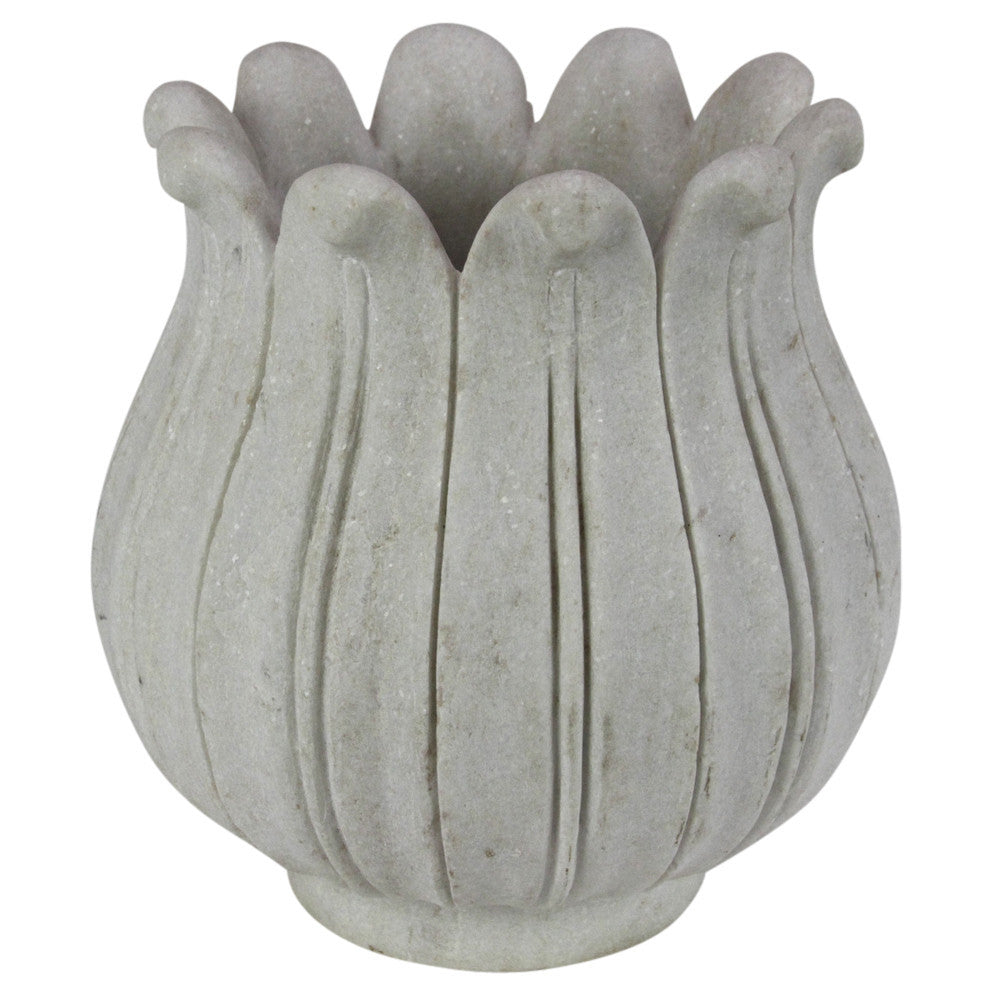Large Detailed Marble Lotus Bud Vase