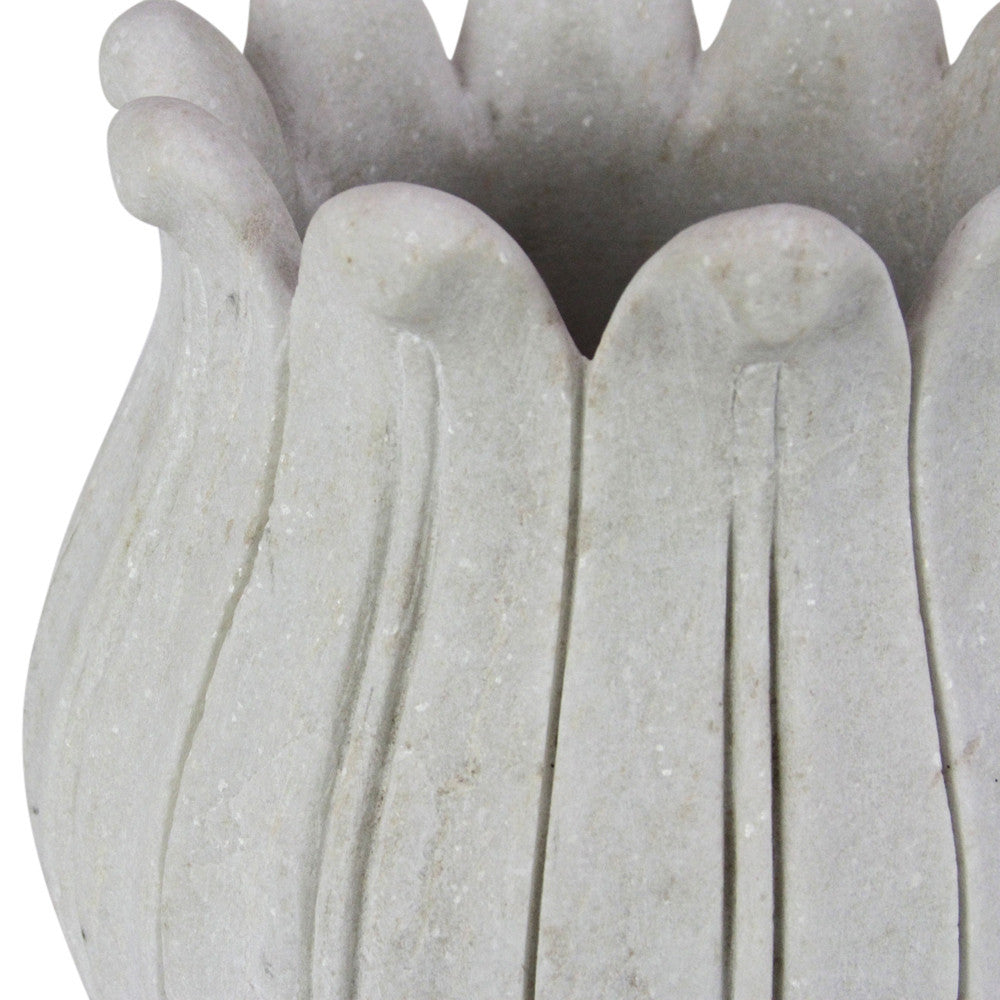 Large Detailed Marble Lotus Bud Vase