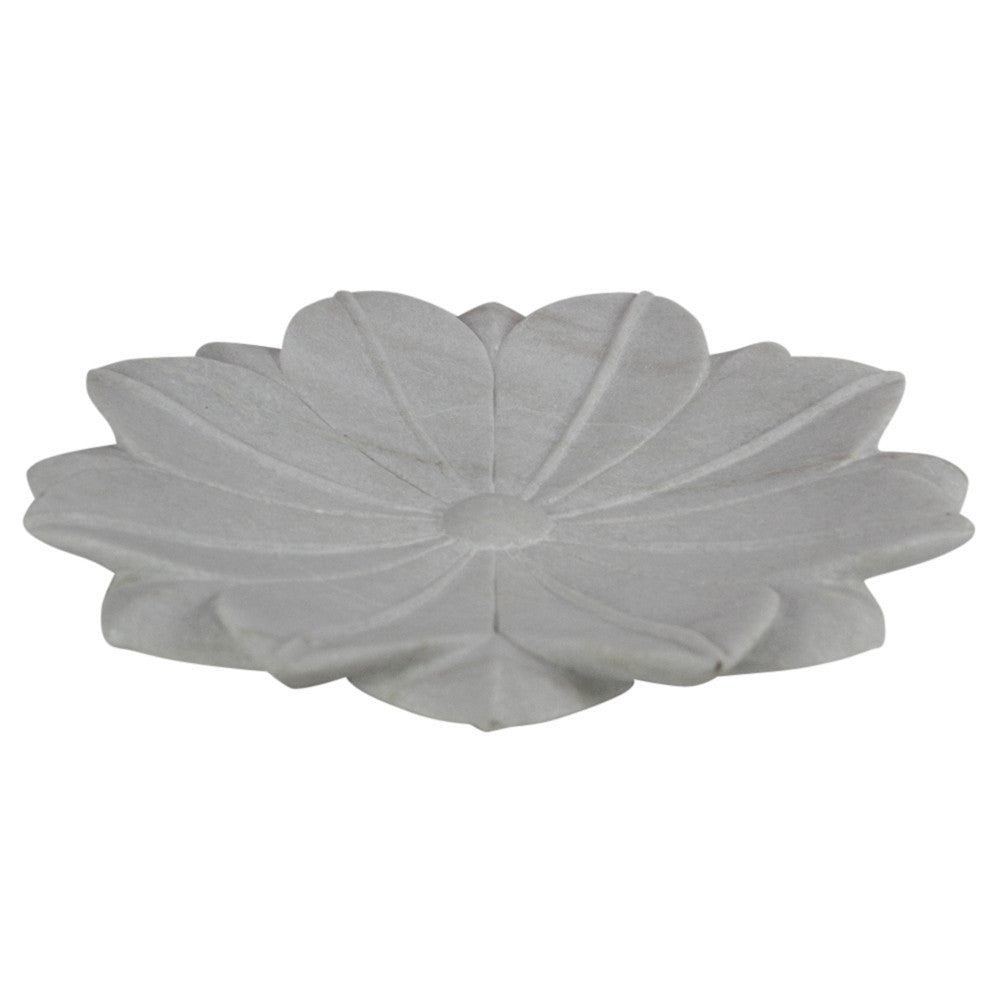 Large Handcarved Marble Lotus Plate