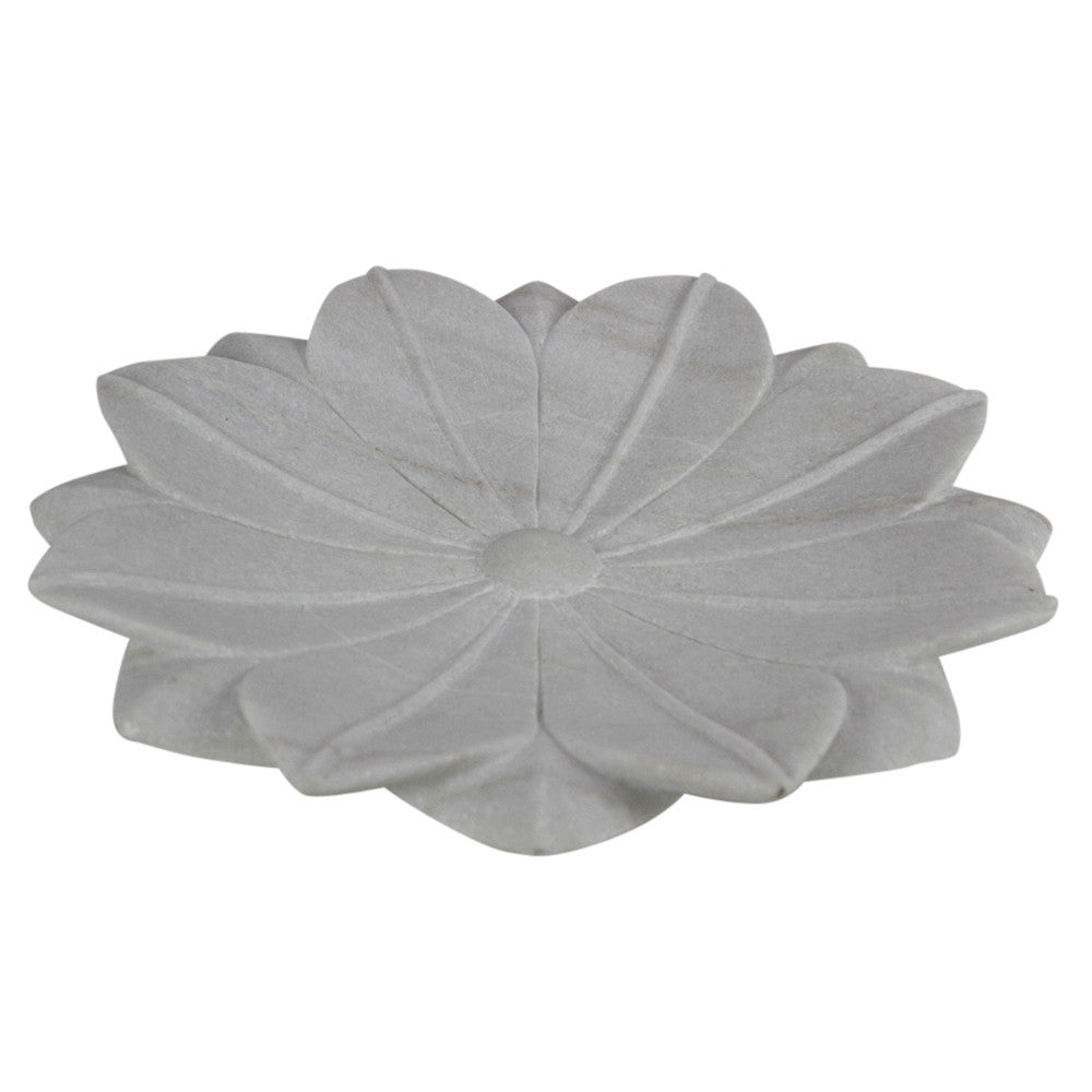 Large Handcarved Marble Lotus Plate