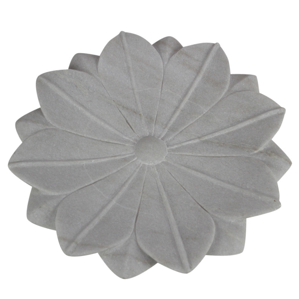 Large Handcarved Marble Lotus Plate
