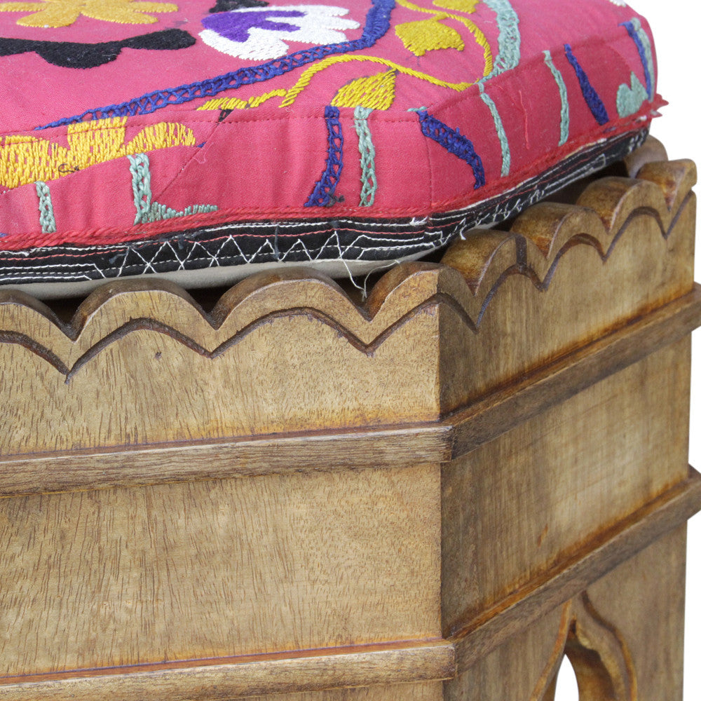 Mugal Suzani Upholstered Stools, S/2