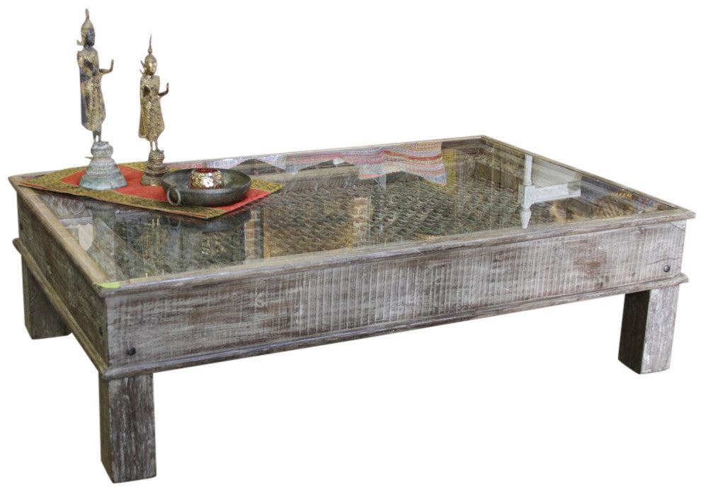Imposing Antique Iron Grill Coffee Table