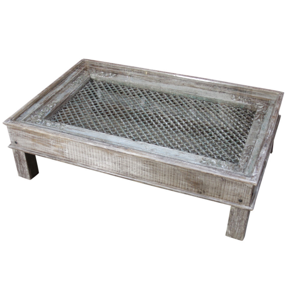 Imposing Antique Iron Grill Coffee Table