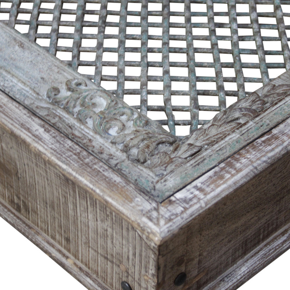 Imposing Antique Iron Grill Coffee Table