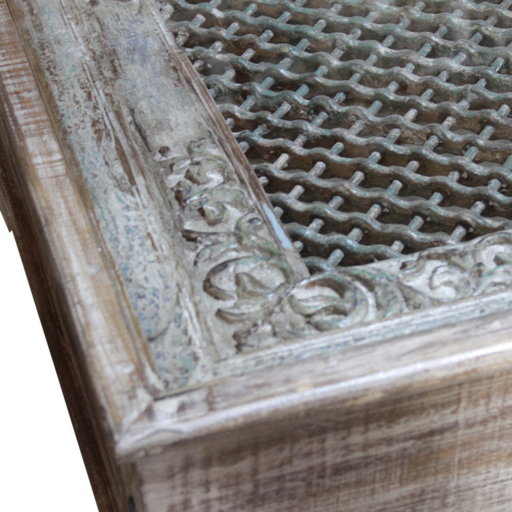 Imposing Antique Iron Grill Coffee Table