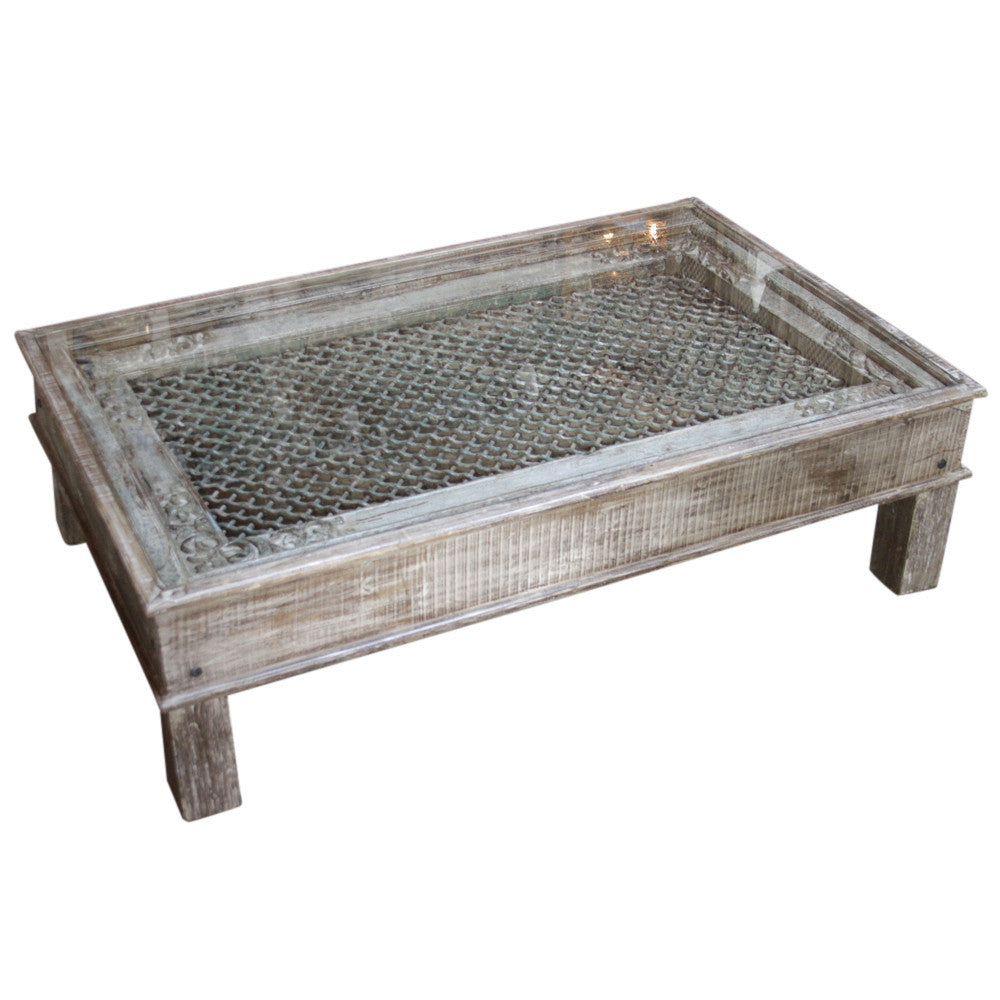 Imposing Antique Iron Grill Coffee Table