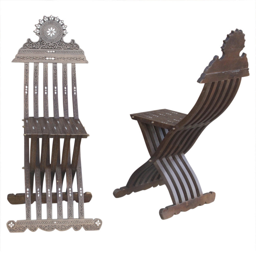 Mother Of Pearl Inlay Chairs, Set of 2