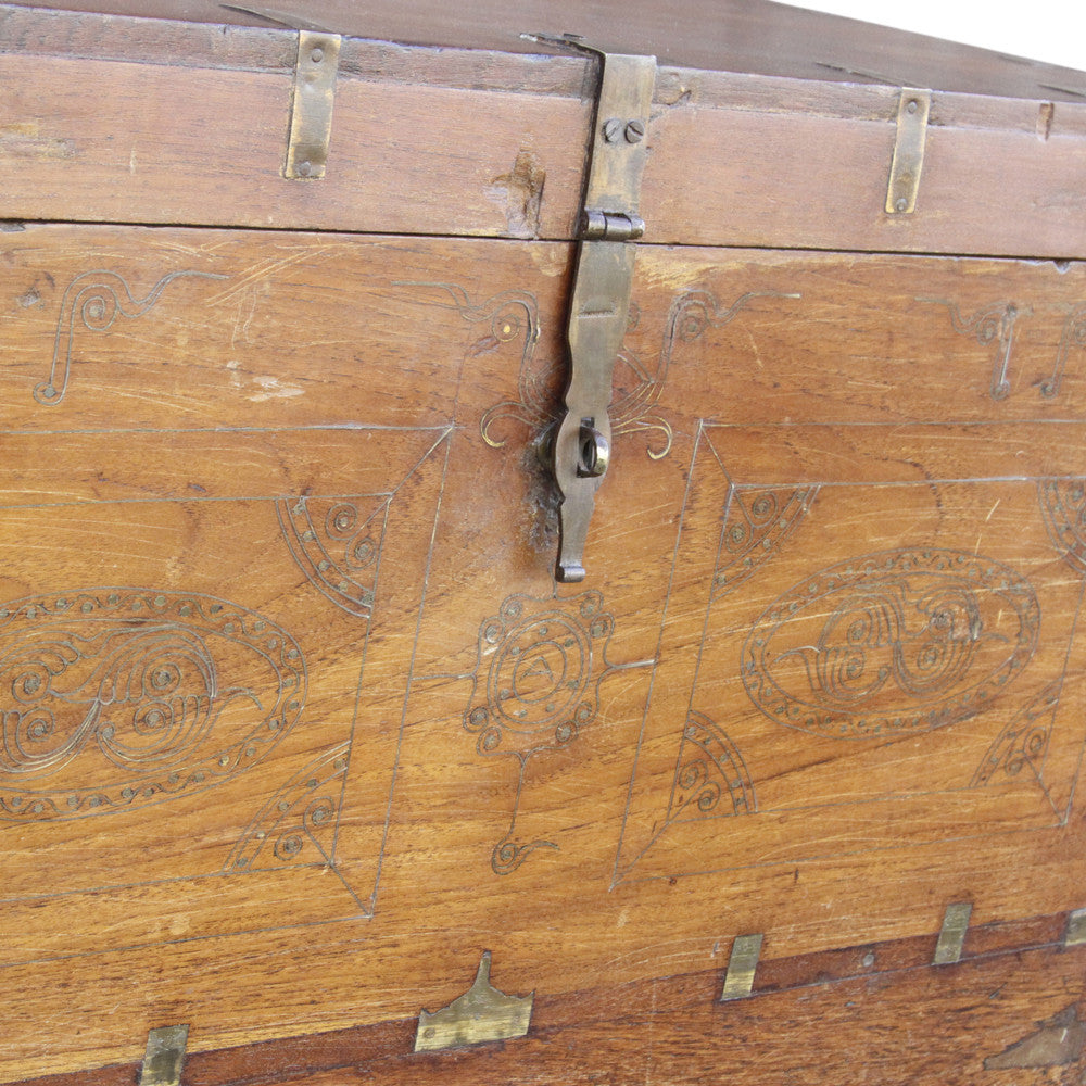 Brass Inlay Dowry Box