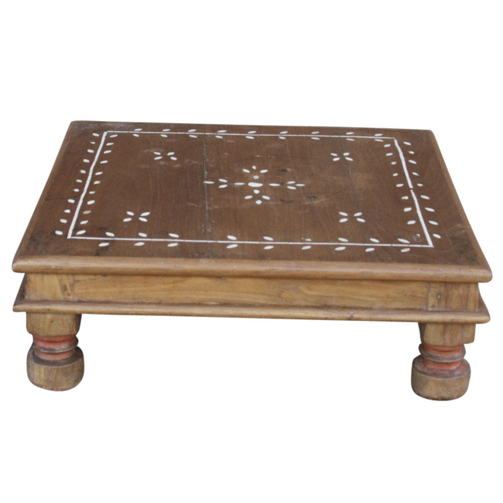 Vine Motif Bone Inlaid Bajot Stool