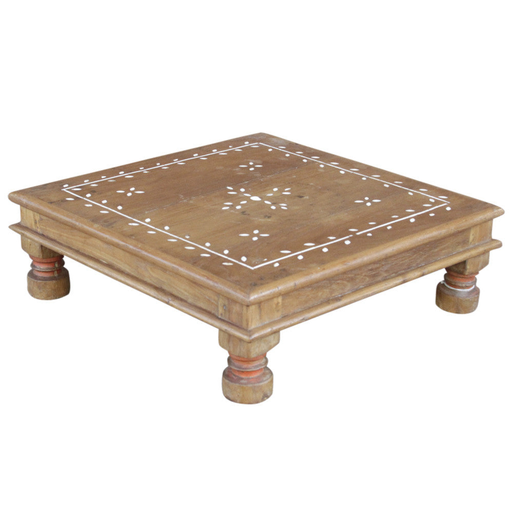 Vine Motif Bone Inlaid Bajot Stool