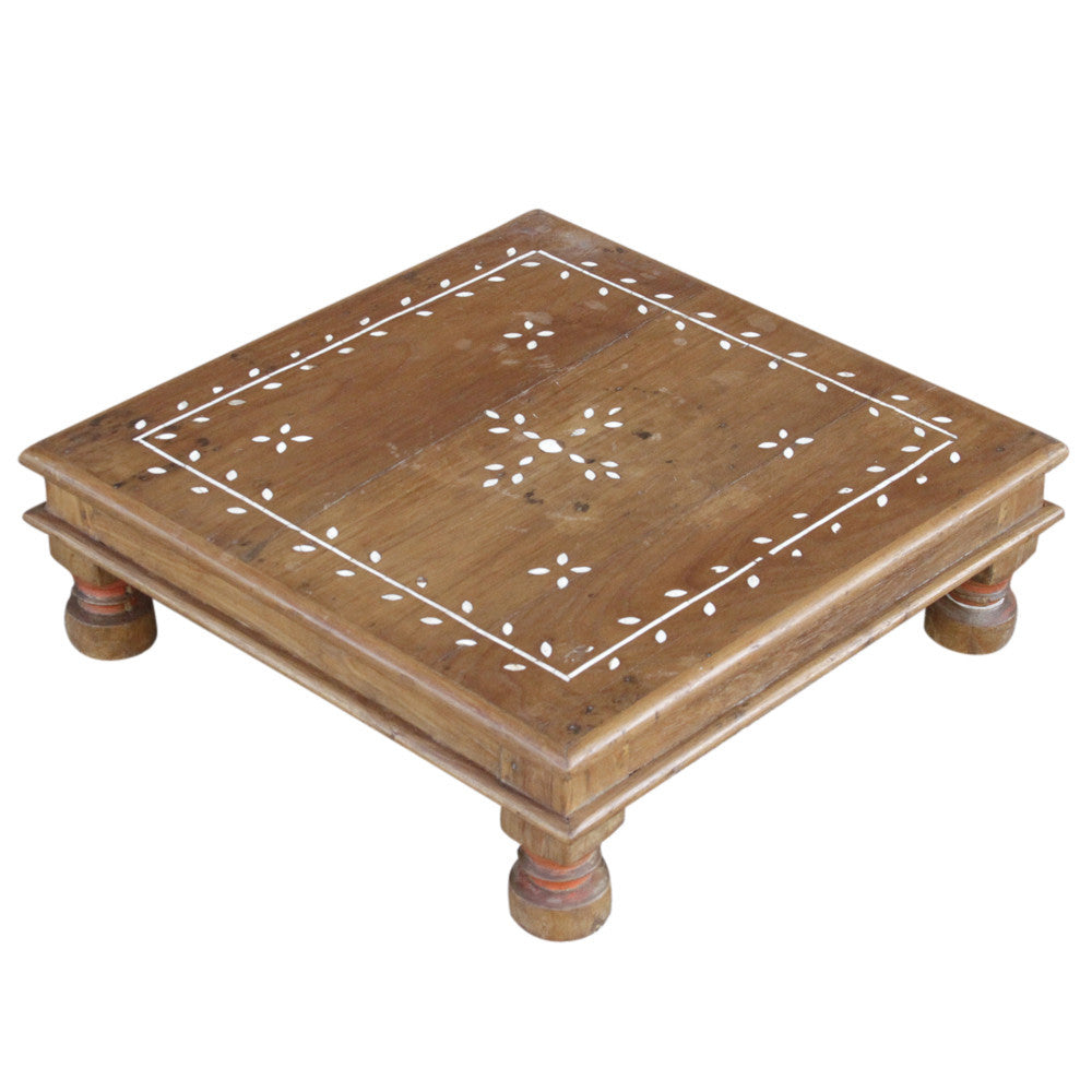 Vine Motif Bone Inlaid Bajot Stool