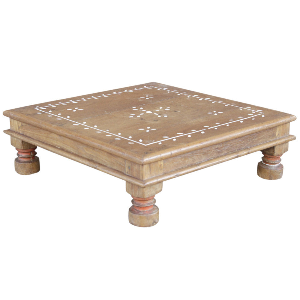 Vine Motif Bone Inlaid Bajot Stool