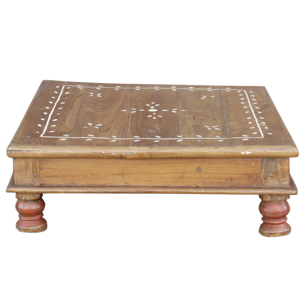 Foliate Motif Bone Inlaid Bajot Stool