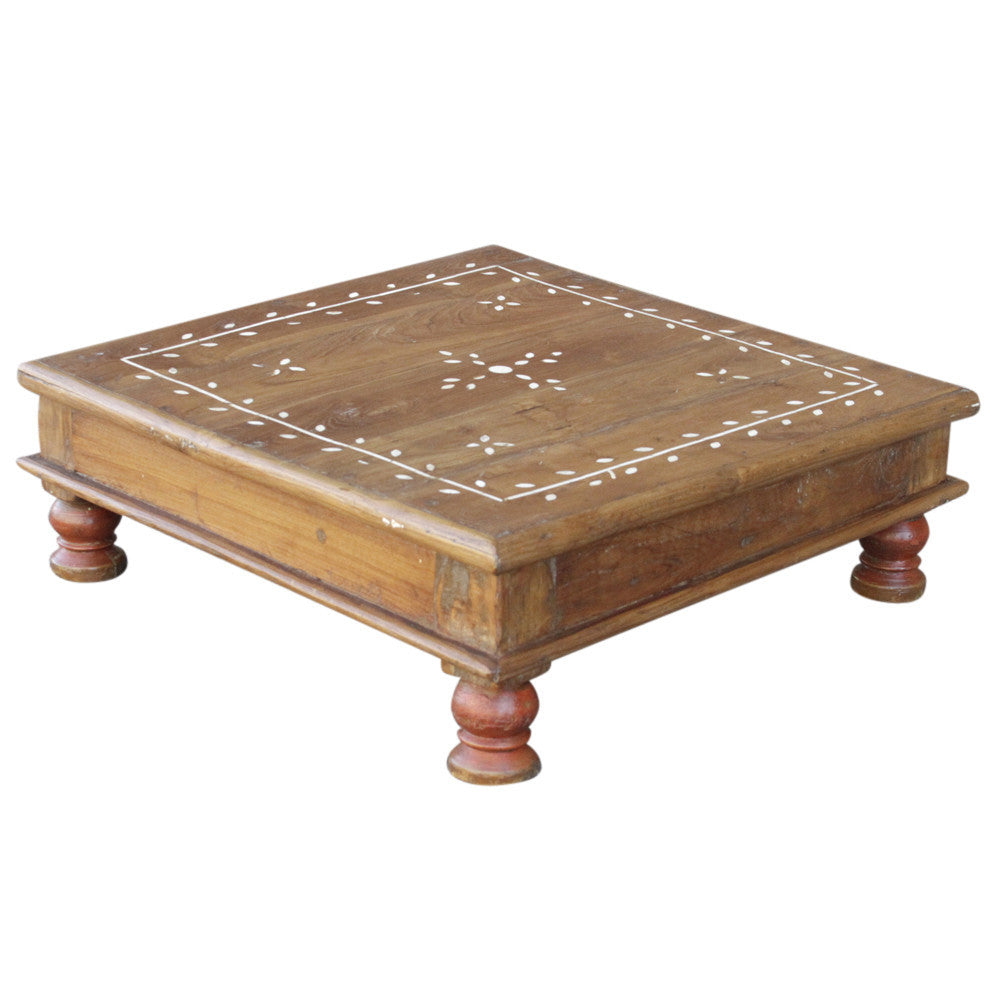 Foliate Motif Bone Inlaid Bajot Stool