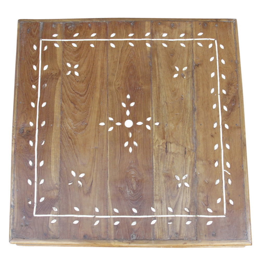 Foliate Motif Bone Inlaid Bajot Stool