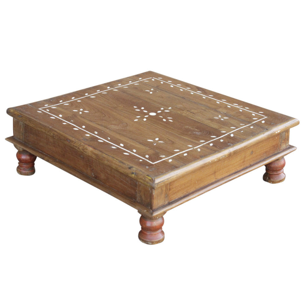 Foliate Motif Bone Inlaid Bajot Stool