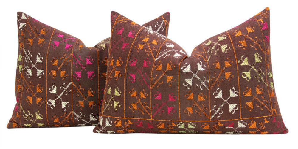 Hazara Phulkari Pillows, Pair