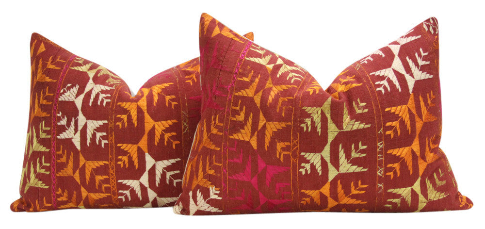 Elili Phulkari Pillows, Pair