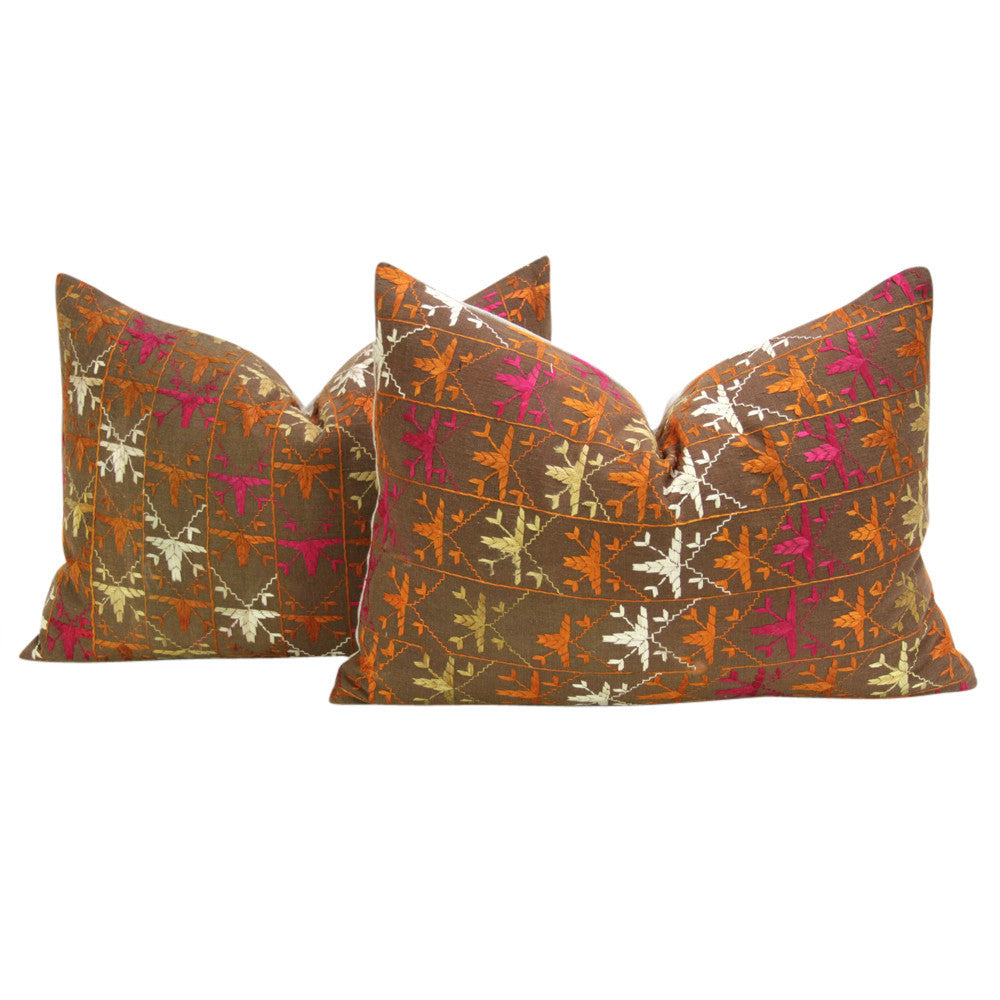 Trisha Phulkari Pillows, Pair
