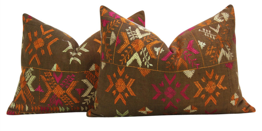 Senchi Phulkari Pillows, Pair