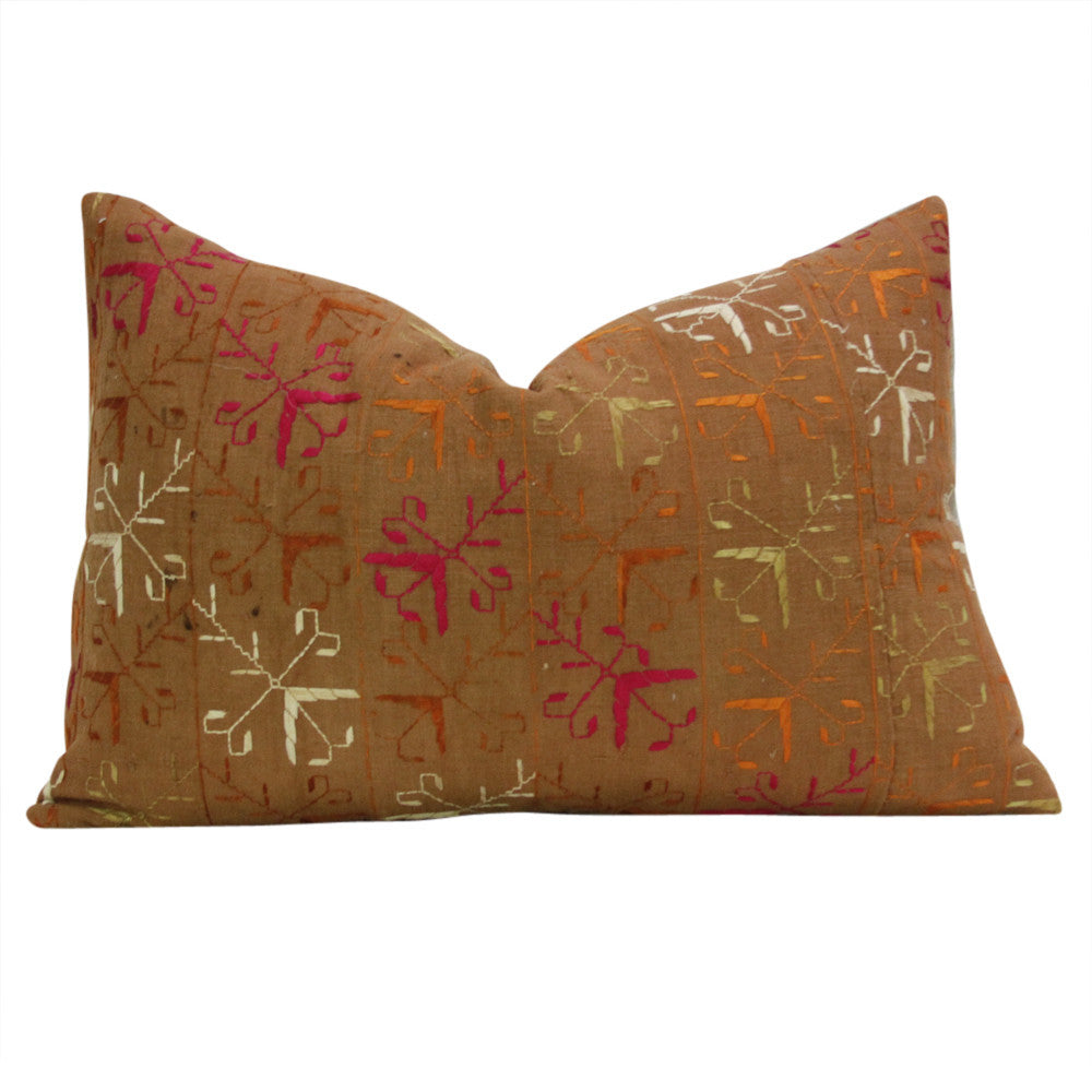 Golden Phulkari Pillows, Pair