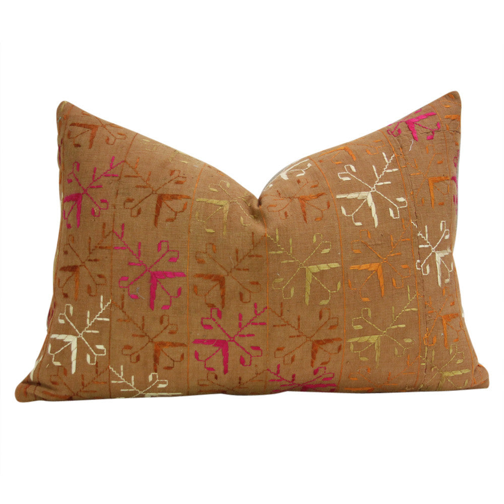 Golden Phulkari Pillows, Pair