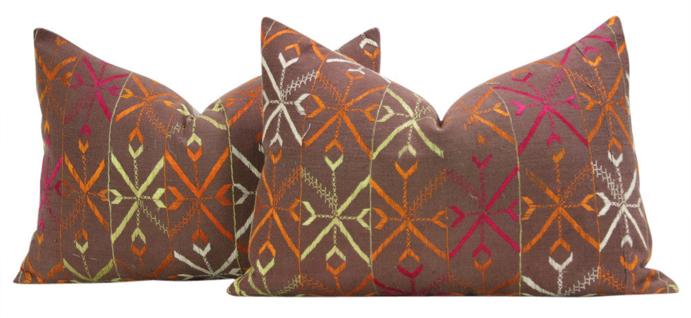 Multan Phulkari Pillows, Pair