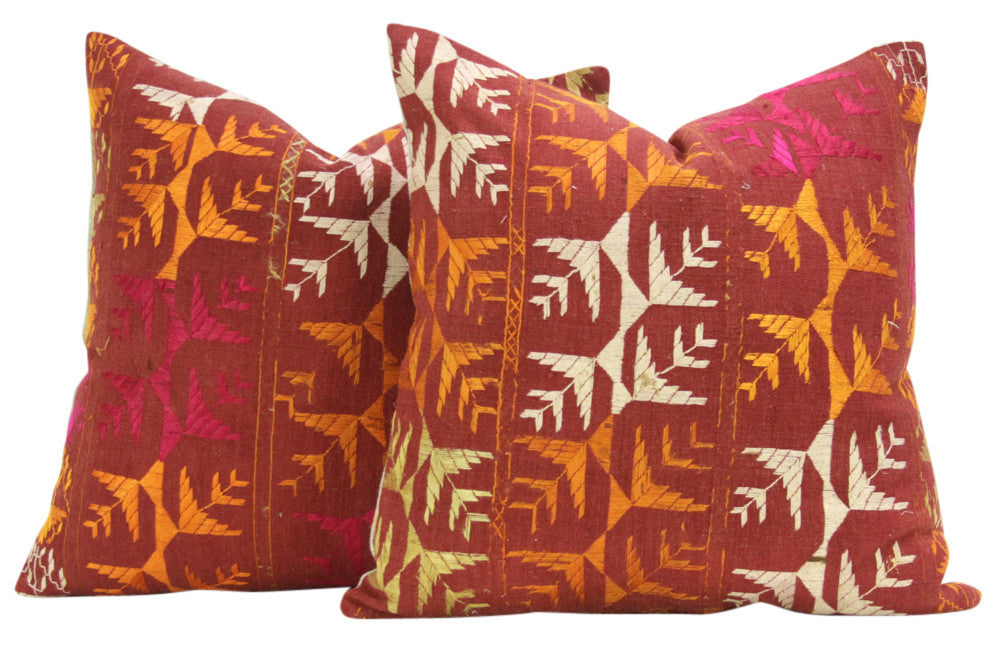 Tuli Phulkari Pillows, Pair