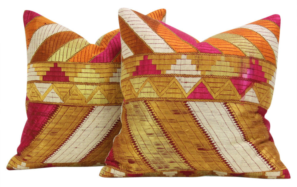 Dhanvi Phulkari Pillows, Pair