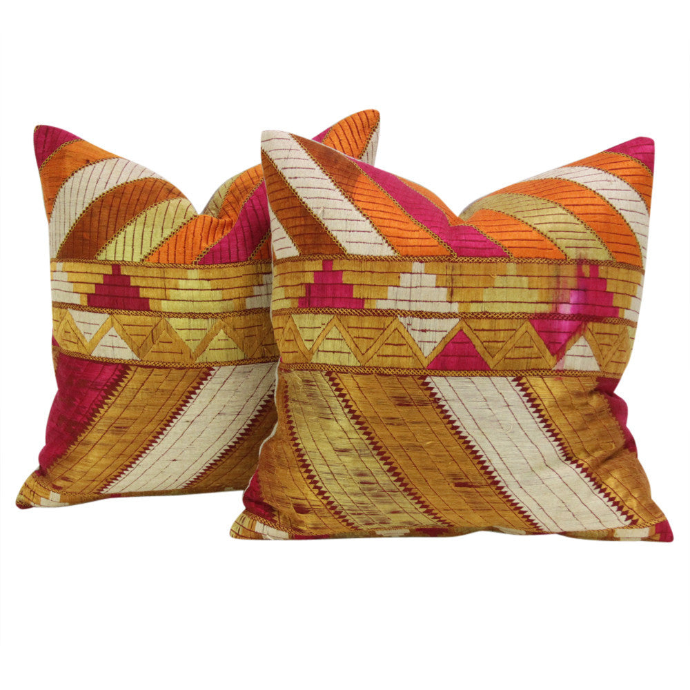 Dhanvi Phulkari Pillows, Pair