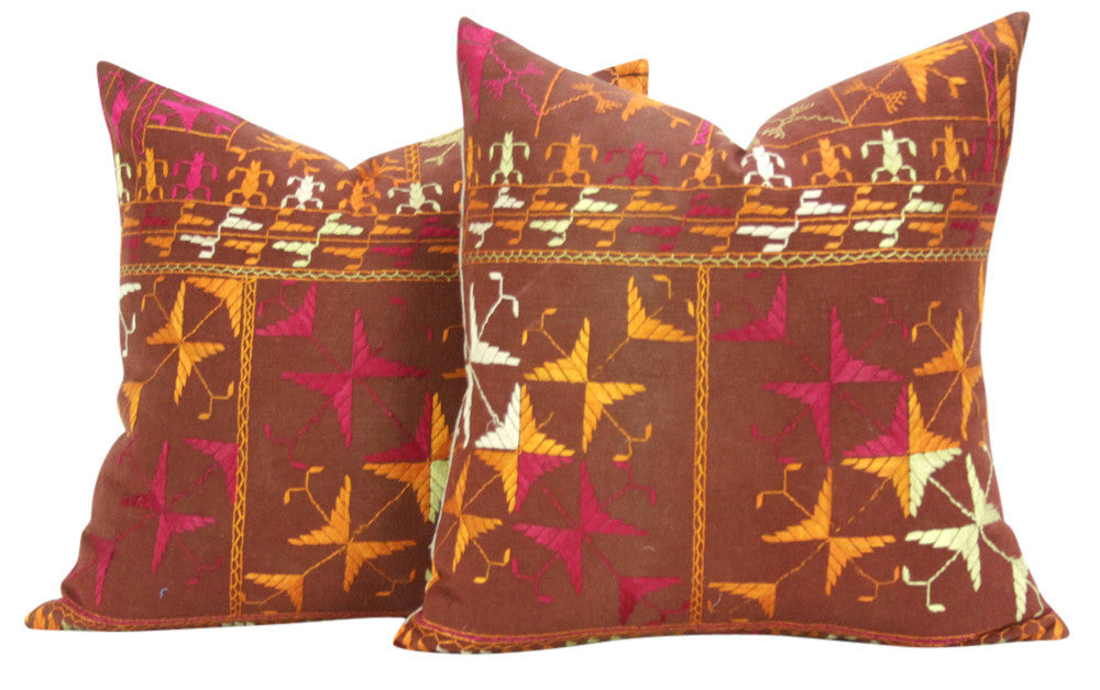 Ambala Phulkari Pillows, Pair