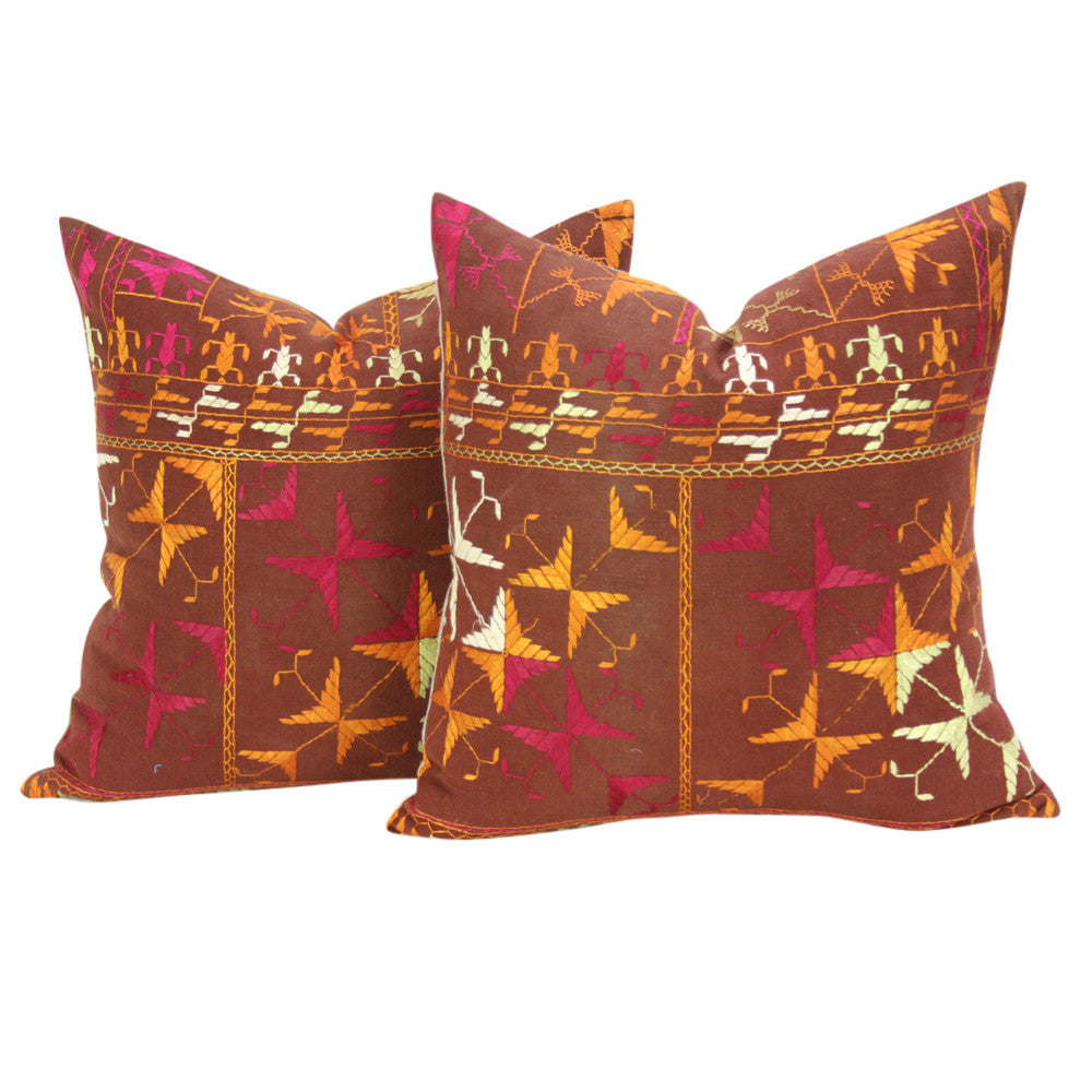 Ambala Phulkari Pillows, Pair