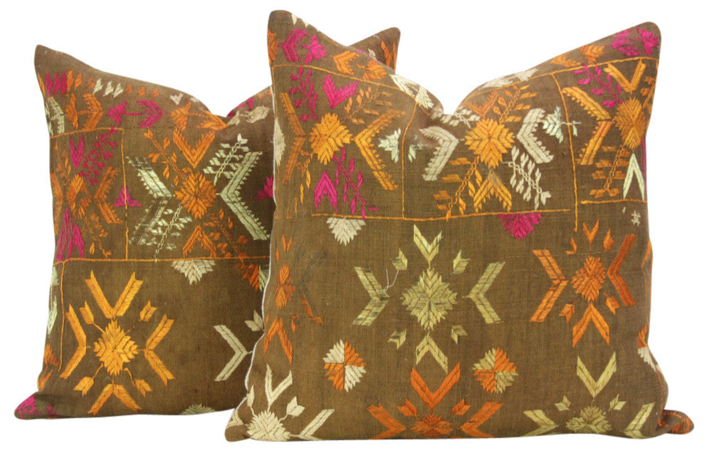 Oja Phulkari Pillows, Pair