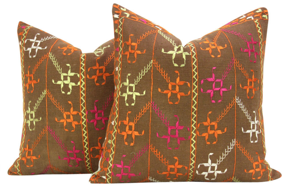 Chakwal Phulkari Pillows, Pair
