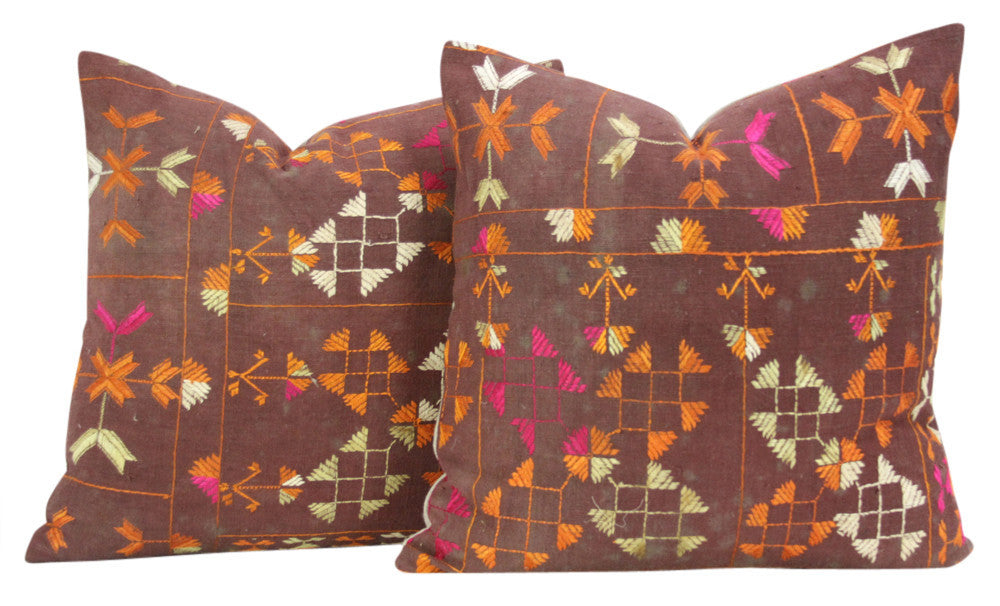 Dea Phulkari Pillows, Pair