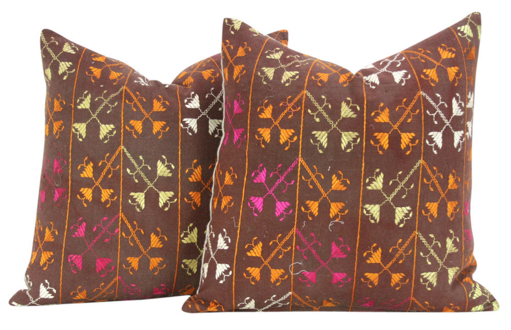 Sumi Phulkari Pillows, Pair