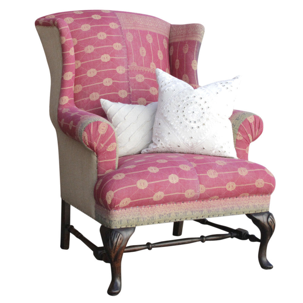 English Kantha Wingback Chair