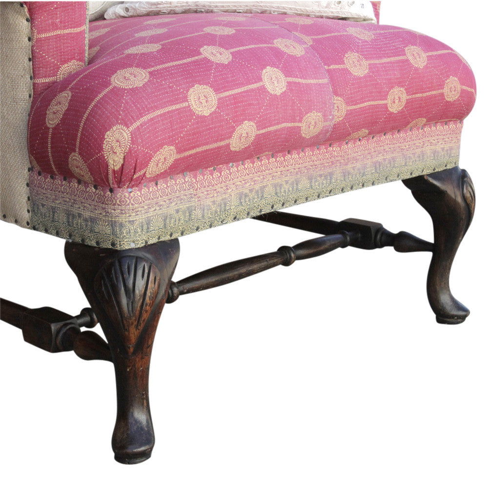 English Kantha Wingback Chair