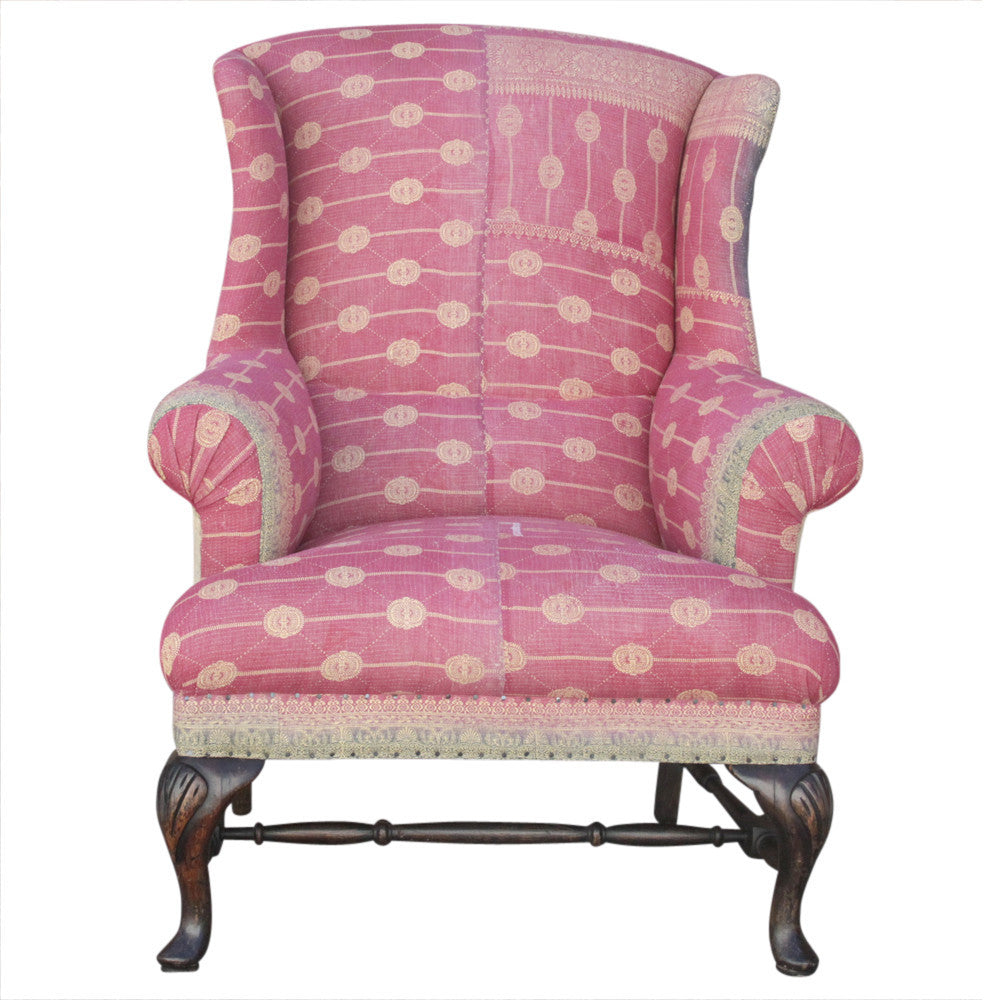 English Kantha Wingback Chair