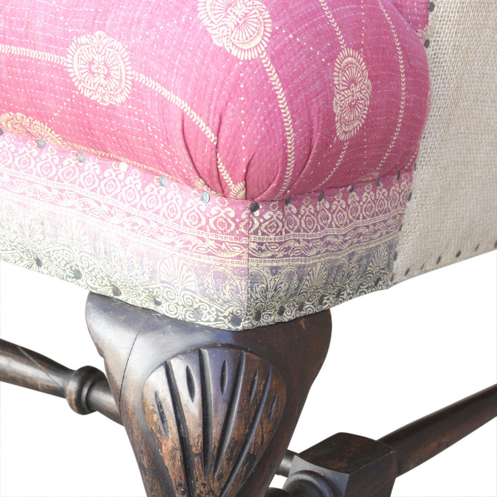 English Kantha Wingback Chair
