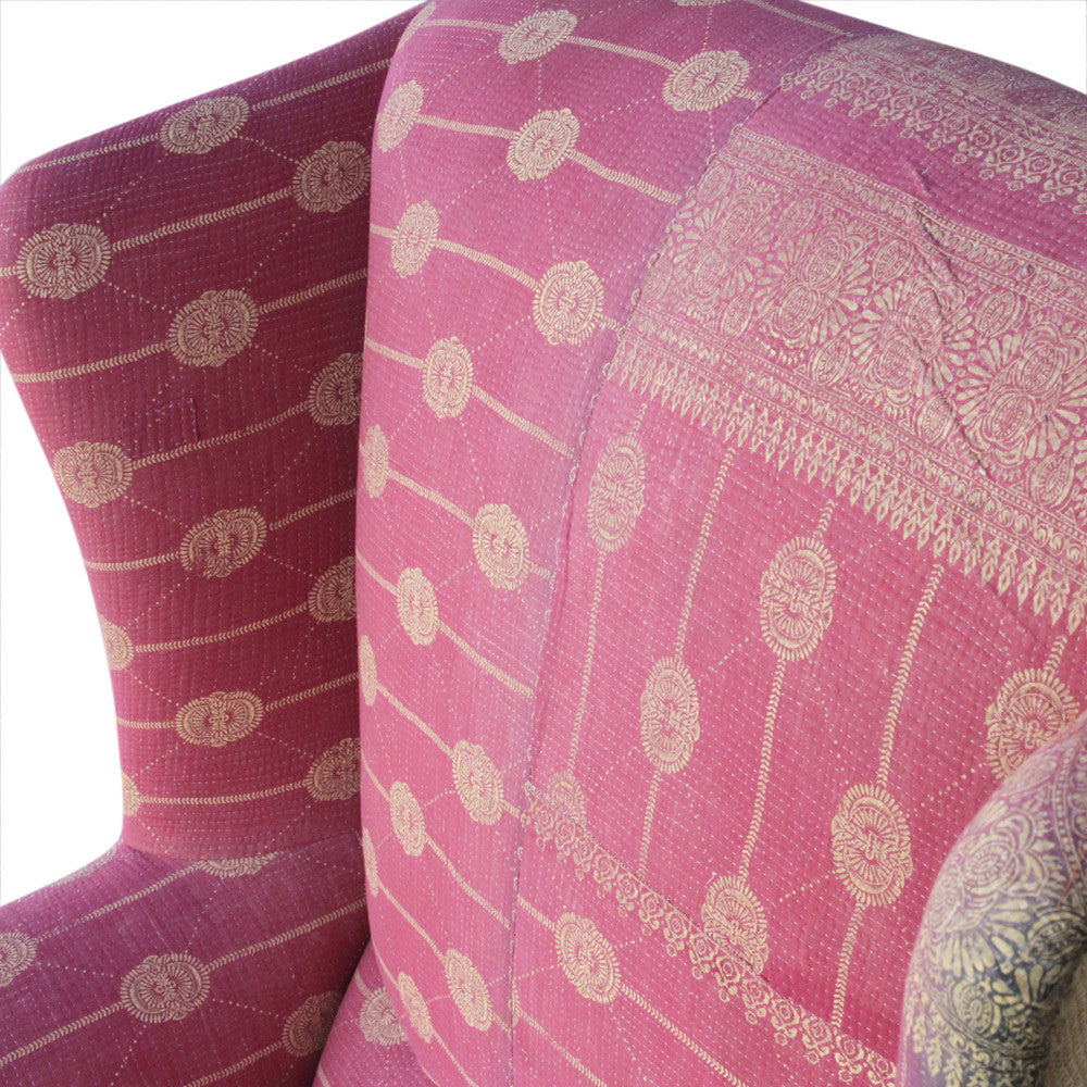 English Kantha Wingback Chair