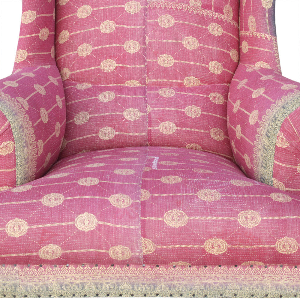 English Kantha Wingback Chair