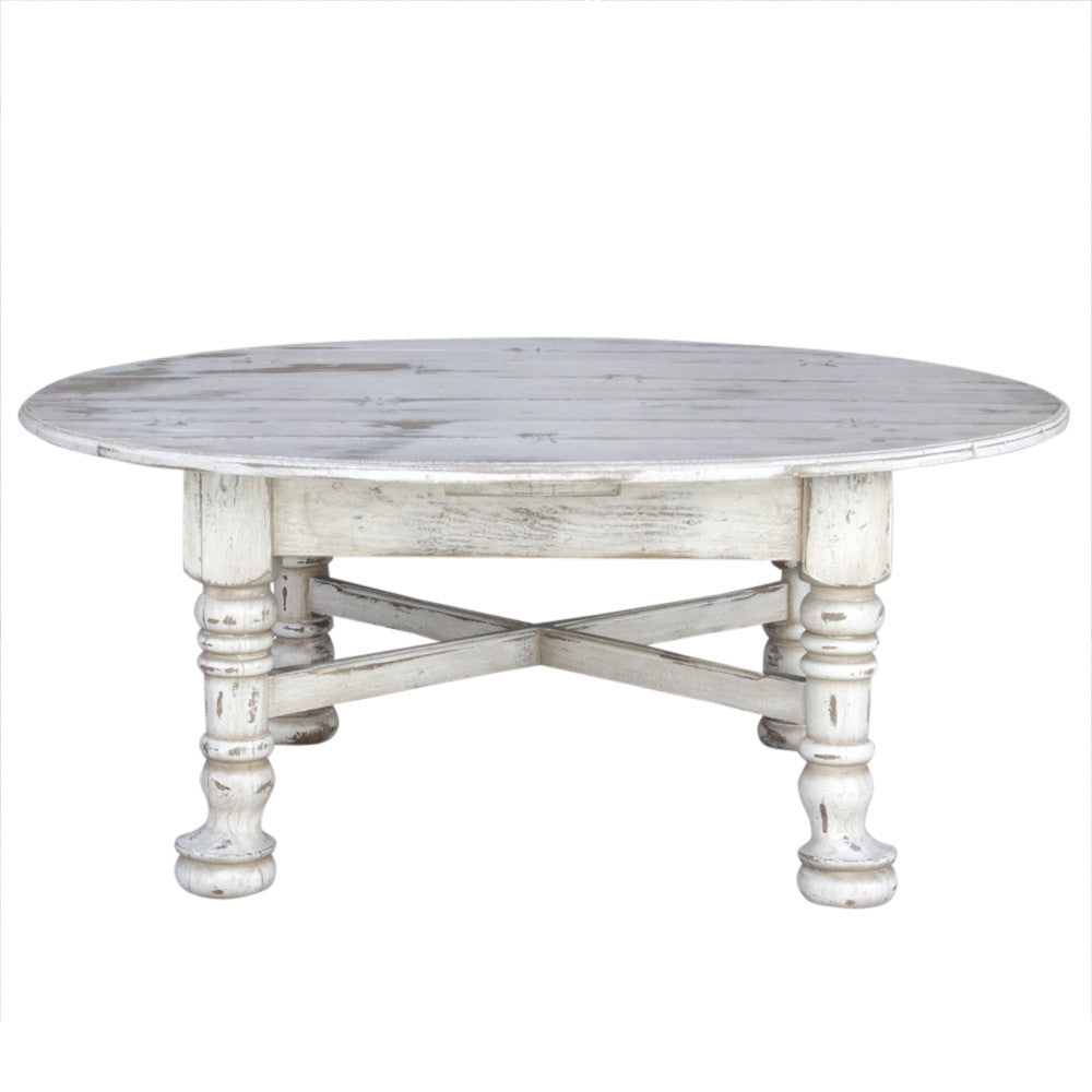 Aged White English Oak Round Table