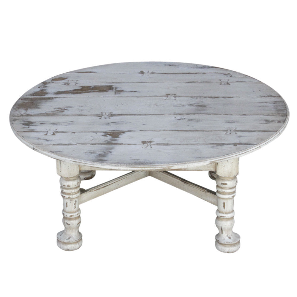 Aged White English Oak Round Table