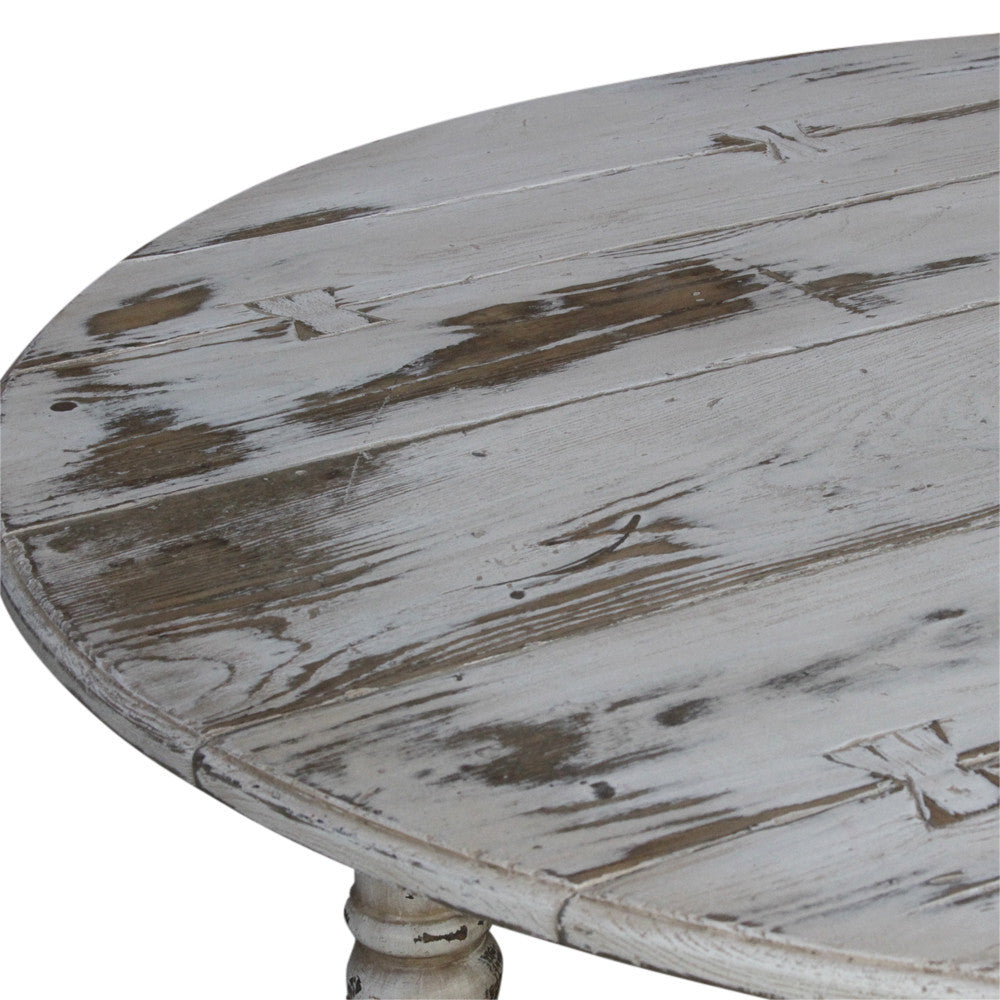 Aged White English Oak Round Table