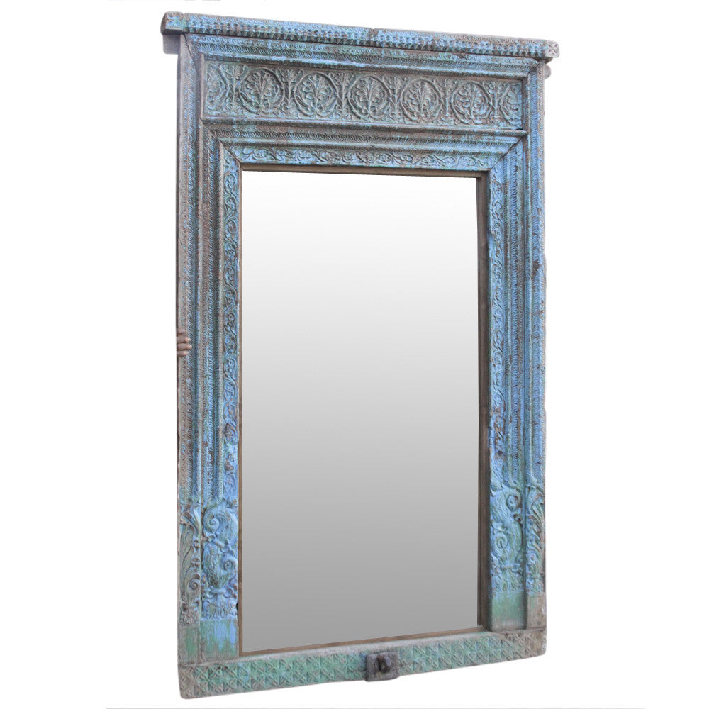 Antique Turquoise Floor Mirror