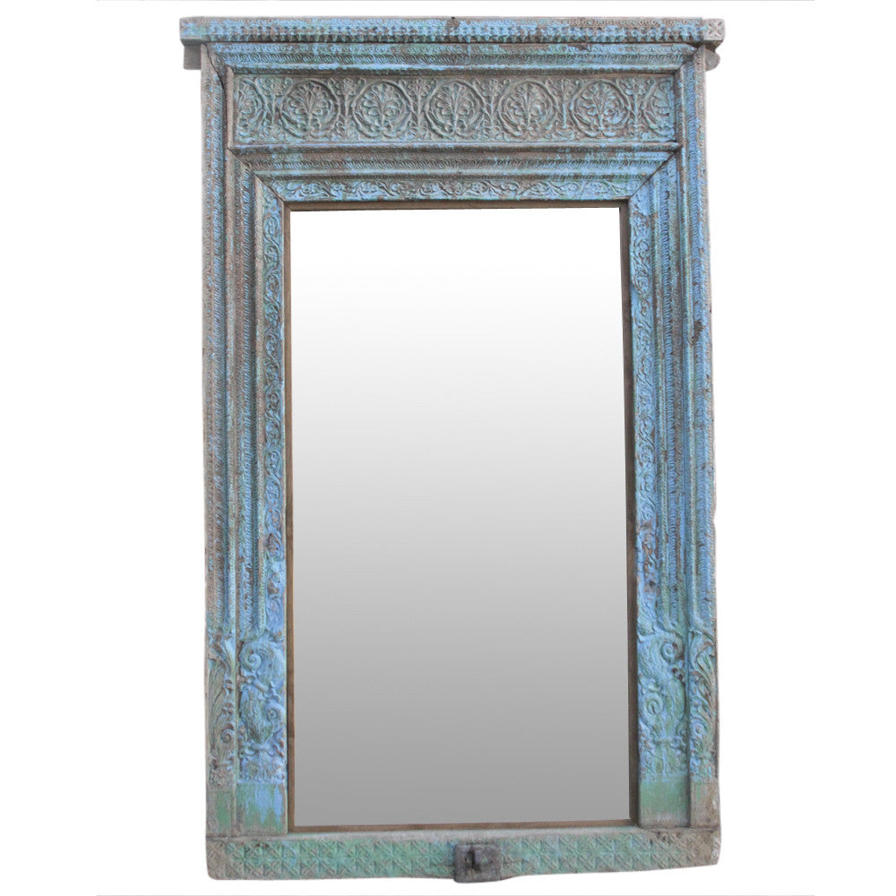 Antique Turquoise Floor Mirror